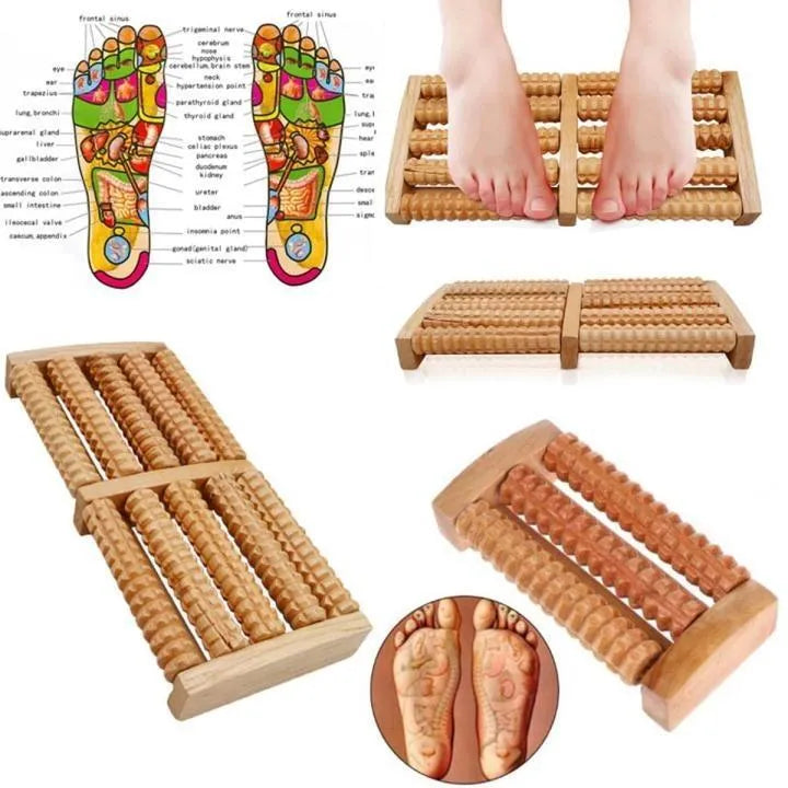 Wooden Foot Massager Roller for Pain Relief & Reflexology